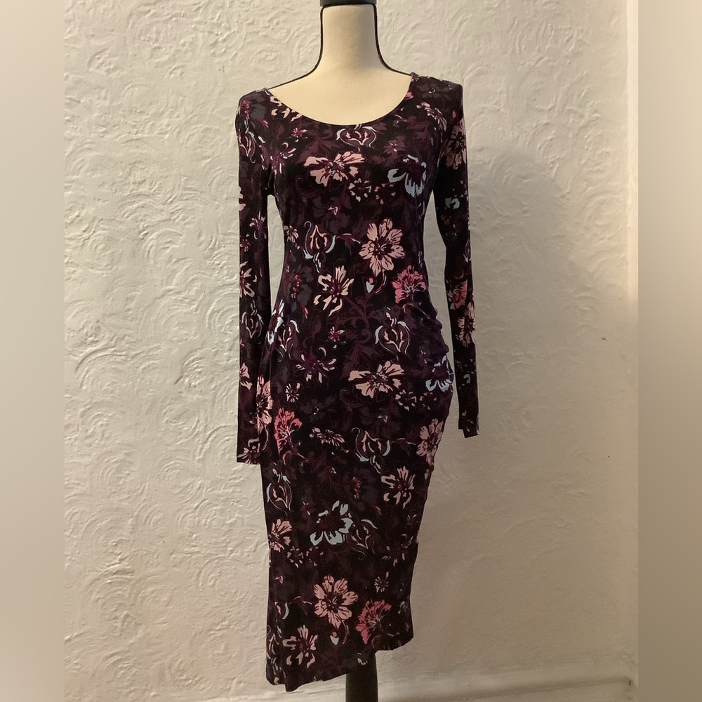 Motherhood Dark Floral Long Sleeve Dress